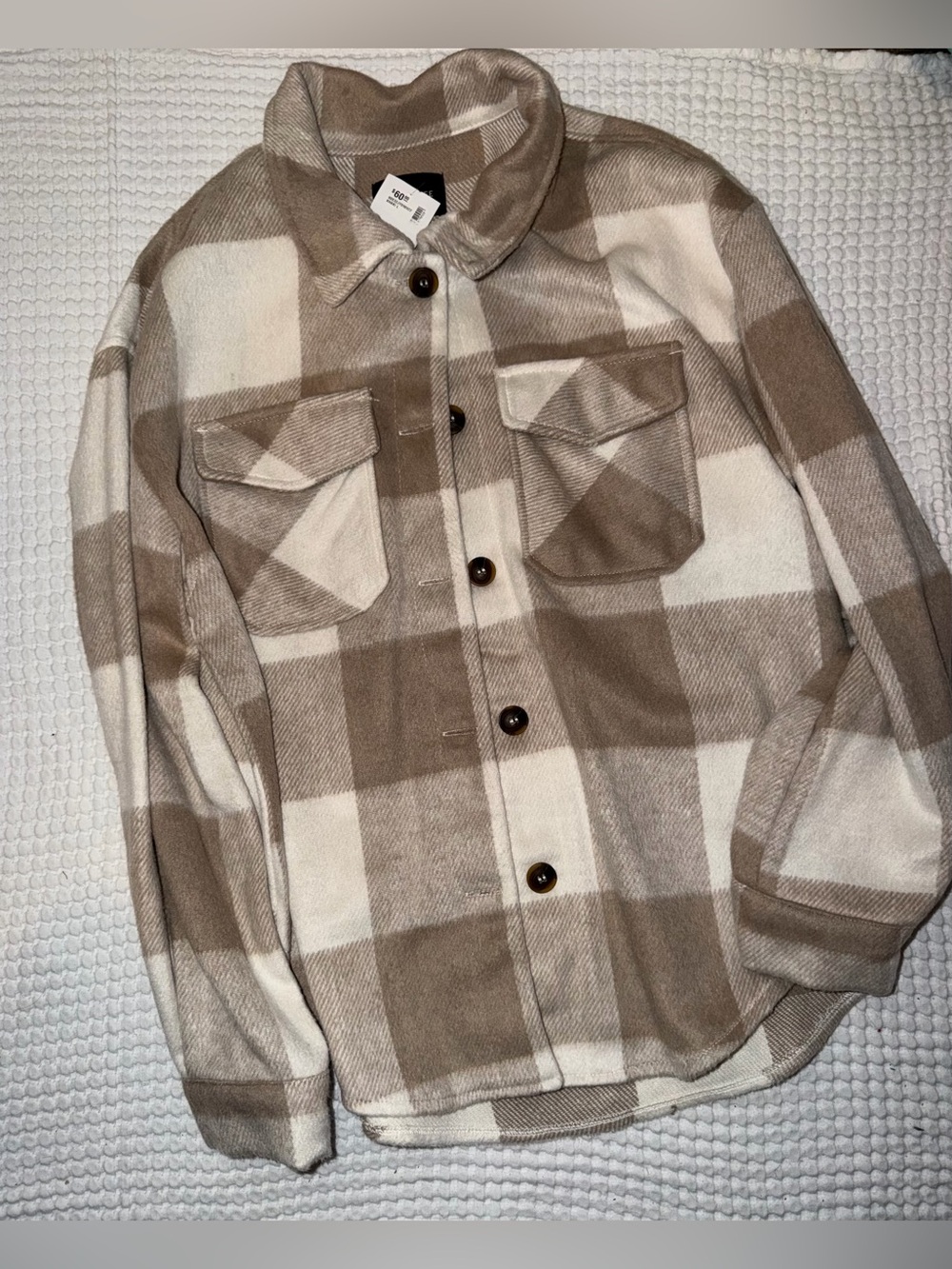 Beige & Cream Plaid Shacket